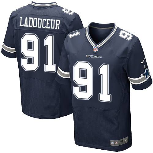 Men's Elite L. P. Ladouceur Nike Jersey Navy Blue Home - #91 NFL Dallas Cowboys